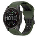 For Garmin Fenix 7S Sapphire Solar 20mm Two-Color Reverse Buckle Silicone Watch Band(Army Green+B...