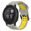 For Garmin Instinct 2S 20mm Two-Color Reverse Buckle Silicone Watch Band(Grey+Yellow)