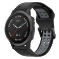 For Garmin Fenix 6S 20mm Two-Color Reverse Buckle Silicone Watch Band(Black+Grey)