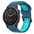 For Garmin Fenix 6S 20mm Two-Color Reverse Buckle Silicone Watch Band(Blue+Teal)