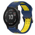 For Garmin Fenix 6S Pro 20mm Two-Color Reverse Buckle Silicone Watch Band(Blue+Yellow)