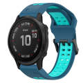 For Garmin Fenix 6S Pro 20mm Two-Color Reverse Buckle Silicone Watch Band(Blue+Teal)