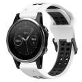 For Garmin Fenix 5S 20mm Two-Color Reverse Buckle Silicone Watch Band(White+Black)