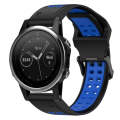 For Garmin Fenix 5S 20mm Two-Color Reverse Buckle Silicone Watch Band(Black+Blue)