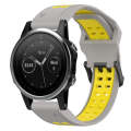 For Garmin Fenix 5S 20mm Two-Color Reverse Buckle Silicone Watch Band(Grey+Yellow)