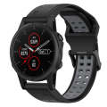 For Garmin Fenix 5S Plus 20mm Two-Color Reverse Buckle Silicone Watch Band(Black+Grey)
