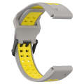 For Garmin Fenix 5S Plus 20mm Two-Color Reverse Buckle Silicone Watch Band(Grey+Yellow)