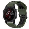 For Garmin Fenix 5S Plus 20mm Two-Color Reverse Buckle Silicone Watch Band(Army Green+Black)