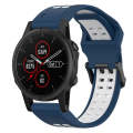 For Garmin Fenix 5S Plus 20mm Two-Color Reverse Buckle Silicone Watch Band(Blue+White)