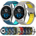 For Garmin Fenix 7S Solar 20mm Two-Color Reverse Buckle Silicone Watch Band(Blue+Teal)