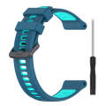 For Garmin Forerunner 965 Sports Two-Color Silicone Watch Band(Blue+Teal)