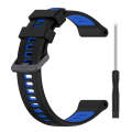 For Garmin Forerunner 955 Sports Two-Color Silicone Watch Band(Black+Blue)