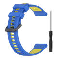 For Garmin Forerunner 945 Sports Two-Color Silicone Watch Band(Blue+Yellow)