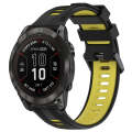 For Garmin Fenix 7 Pro Sports Two-Color Silicone Watch Band(Black+Yellow)