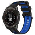 For Garmin Fenix 7 Pro Sports Two-Color Silicone Watch Band(Black+Blue)