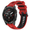 For Garmin EPIX Pro 47mm Sports Two-Color Silicone Watch Band(Red+Black)