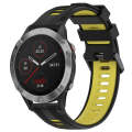 For Garmin Fenix 6 Sports Two-Color Silicone Watch Band(Black+Yellow)