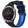 For Garmin Fenix 6 Sports Two-Color Silicone Watch Band(Black+Blue)