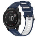 For Garmin Fenix 6 Pro Sports Two-Color Silicone Watch Band(Midnight Blue+White)