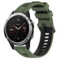 For Garmin Fenix 5 Sports Two-Color Silicone Watch Band(Army Green+Black)