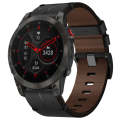 For Garmin EPIX Gen 2 22mm Leather Textured Watch Band(Black)