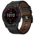 For Garmin Fenix 7 Solar 22mm Leather Textured Watch Band(Black)