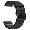 For Garmin Fenix 7 Solar 22mm Leather Textured Watch Band(Black)