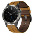 For Garmin Quatix 5 22mm Leather Textured Watch Band(Brown)
