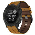 For Garmin Instinct 22mm Leather Textured Watch Band(Brown)