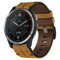 For Garmin Quatix 7 22mm Leather Textured Watch Band(Brown)