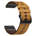 For Garmin Quatix 7 22mm Leather Textured Watch Band(Brown)