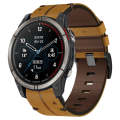For Garmin Quatix 7 Pro 22mm Leather Textured Watch Band(Brown)