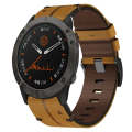 For Garmin Fenix 6X 26mm Leather Textured Watch Band(Brown)