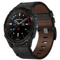 For Garmin Descent Mk3i 51mm 26mm Leather Textured Watch Band(Black)