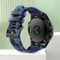 For Garmin Fenix 6X 26mm Camouflage Silicone Watch Band(Camouflage Blue)