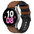 For Samsung Galaxy Watch 6 Silicone Leather Black Buckle Watch Band, Size:S(Brown)
