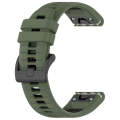 For Garmin Fenix 7 Pro 47mm 22mm Sports Two-Color Silicone Watch Band(Olive Green+Black)