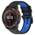 For Garmin Fenix 7 Pro 47mm 22mm Sports Two-Color Silicone Watch Band(Black+Blue)