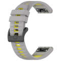 For Garmin Fenix 7 Pro 47mm 22mm Sports Two-Color Silicone Watch Band(Grey+Yellow)