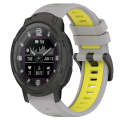 For Garmin Instinct Crossover 22mm Sports Two-Color Silicone Watch Band(Grey+Yellow)