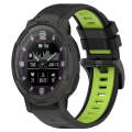 For Garmin Instinct Crossover Solar 22mm Sports Two-Color Silicone Watch Band(Black+Lime Green)