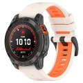 For Garmin Fenix 7 22mm Sports Two-Color Silicone Watch Band(Starlight+Orange)