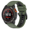 For Garmin Fenix 7 Solar 22mm Sports Two-Color Silicone Watch Band(Olive Green+Black)
