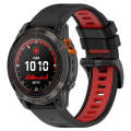 For Garmin Fenix 7 Solar 22mm Sports Two-Color Silicone Watch Band(Black+Red)