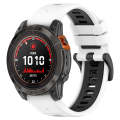 For Garmin Fenix 7 Sapphire Solar 22mm Sports Two-Color Silicone Watch Band(White+Black)