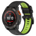 For Garmin Fenix 7 Sapphire Solar 22mm Sports Two-Color Silicone Watch Band(Black+Lime Green)