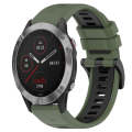 For Garmin Fenix 6 GPS 22mm Sports Two-Color Silicone Watch Band(Olive Green+Black)