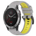 For Garmin Fenix 6 GPS 22mm Sports Two-Color Silicone Watch Band(Grey+Yellow)