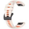 For Garmin Fenix 6 GPS 22mm Sports Two-Color Silicone Watch Band(Starlight+Orange)