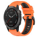 For Garmin Fenix 6 Pro GPS 22mm Sports Two-Color Silicone Watch Band(Orange+Black)